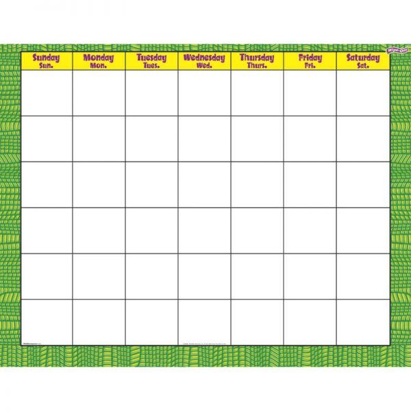 TREND ENTERPRISES INC. REPTILE GREEN WIPE OFF CALENDAR MONTHLY T-27028
