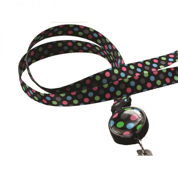 BONITAS INTERNATIONAL LLC RETRACTABLE RIBBON LANYARD ROCKIN DOTS BON140024