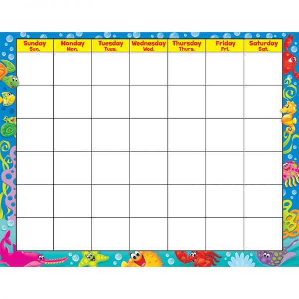 TREND ENTERPRISES INC. SEA BUDDIES WIPE OFF CALENDAR MONTHLY T-27021