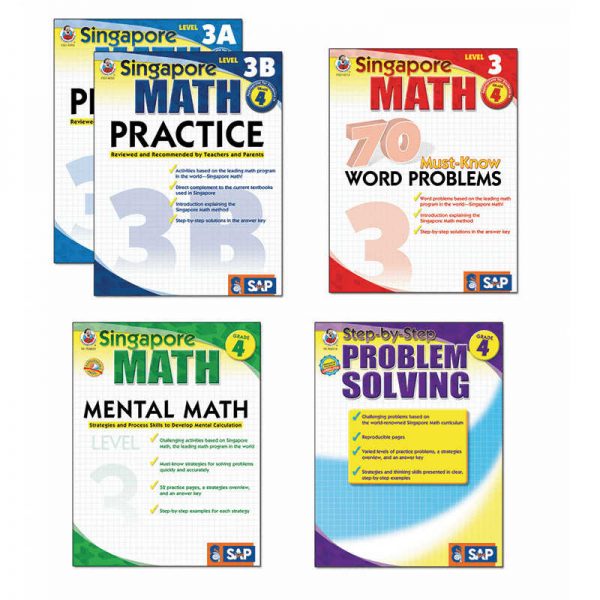 CARSON DELLOSA SINGAPORE MATH BUNDLE GRADE 4 FS-704179