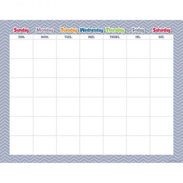 CREATIVE TEACHING PRESS SLATE GREY CHEVRON CALENDAR CHART CTP0970