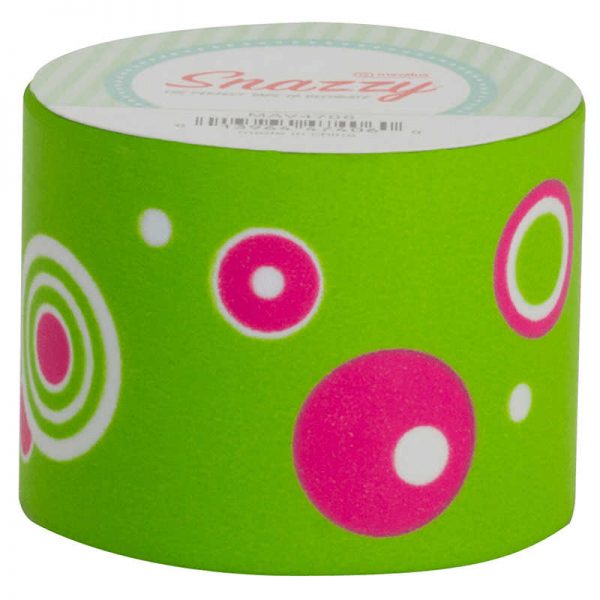 DSS DISTRIBUTING SNAZZY TAPE PINK GRAPHIC CIRCLES ON GREEN MAV4731