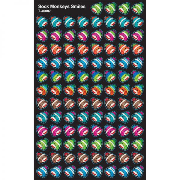 TREND ENTERPRISES INC. SOCK MONKEYS SMILES SUPERSHAPES STICKERS T-46087