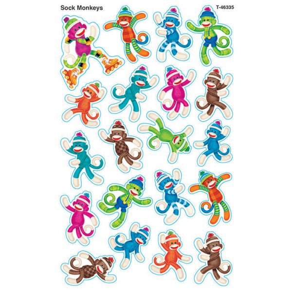 TREND ENTERPRISES INC. SOCK MONKEYS SUPERSHAPES STICKERS LARGE T-46335