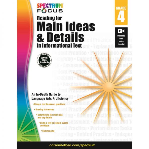 CARSON DELLOSA SPECTRUM READING FOR MAIN IDEAS & DETAILS IN INFORMATIONAL TEXT GRADE 4 CD-704907