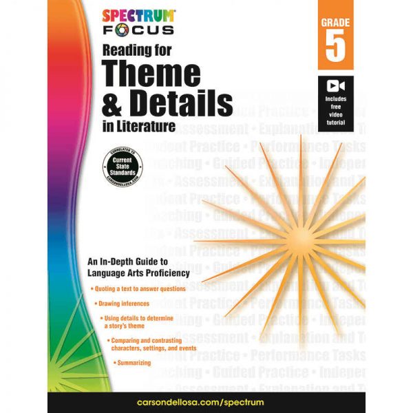 CARSON DELLOSA SPECTRUM READING THEME & DETAILS IN LITERATURE GRADE 5 CD-704910