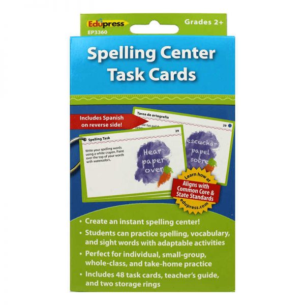 EDUPRESS SPELLING CENTER TASK CARDS GRADE 2 AND UP EP-3360