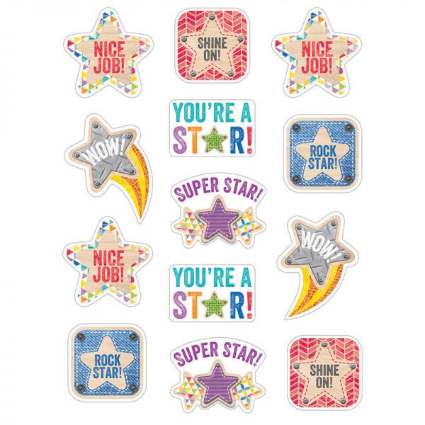CREATIVE TEACHING PRESS STAR REWARD STICKERS UPCYCLE STYLE CTP4838