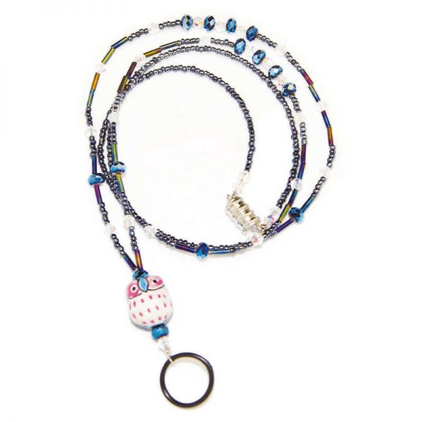 ASHLEY PRODUCTIONS STARRY NIGHT OWL BEADED LANYARD WITH ID HOLDER ASH10968