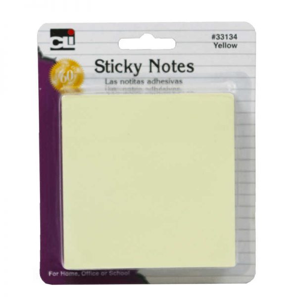 CHARLES LEONARD STICKY NOTES 3X3 YELLOW 4 PADS CHL33134