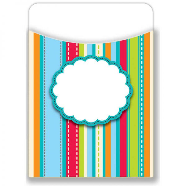 CREATIVE TEACHING PRESS STRIPES & STITCHES JUMBO LIBRARY POCKETS CTP6780