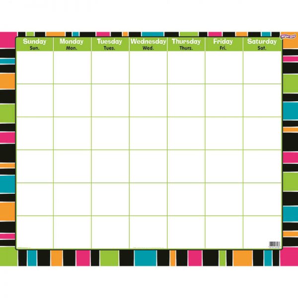 TREND ENTERPRISES INC. STRIPE-TACULAR GROOVY WIPE OFF CALENDAR MONTHLY T-27026