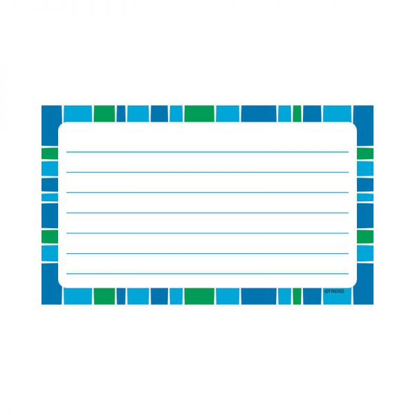 TREND ENTERPRISES INC. STRIPE-TACULAR TERRIFIC INDEX CARDS COOL BLUE LINED T-75303