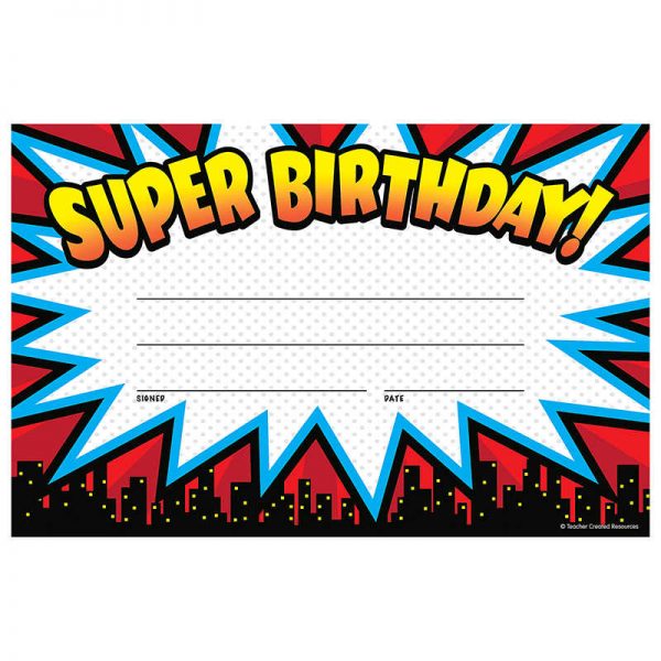 TEACHER CREATED RESOURCES SUPERHERO SUPER BIRTHDAY AWARDS TCR5844