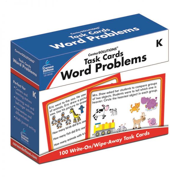 CARSON DELLOSA TASK CARDS WORD PROBLEMS GRADE K CD-140100