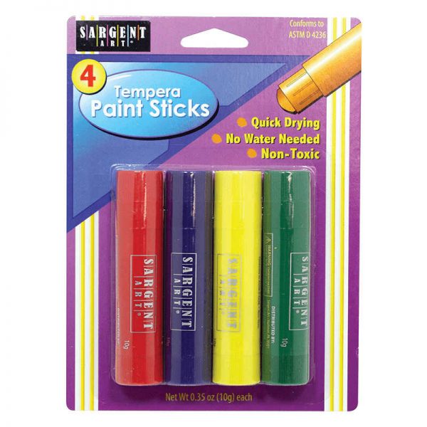 SARGENT ART INC. TEMPERA STICK 4 PK RED BLU GRN YLW SAR932101