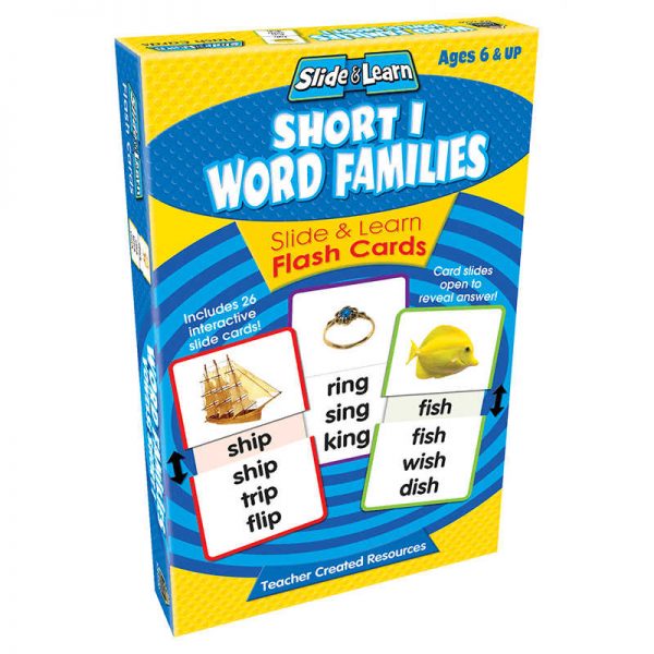 TEACHER CREATED RESOURCES VOWELS SHORT I WORD FAMILIES SLIDE & LEARN FLASH CARDS TCR6560