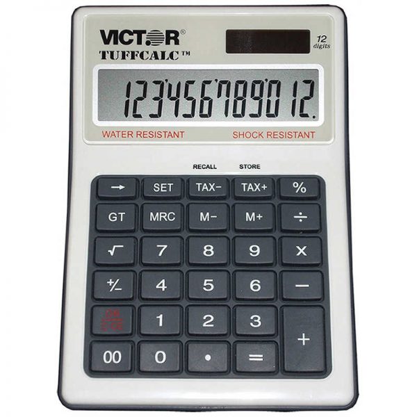 VICTOR TECHNOLOGY WATER & SHOCK RESISTANT CALCULATOR W TAX KEYS 12 DIGIT VCT99901