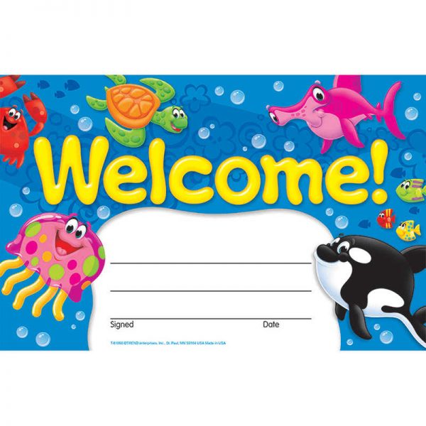 TREND ENTERPRISES INC. WELCOME SEA BUDDIES RECOGNITION AWARDS T-81060