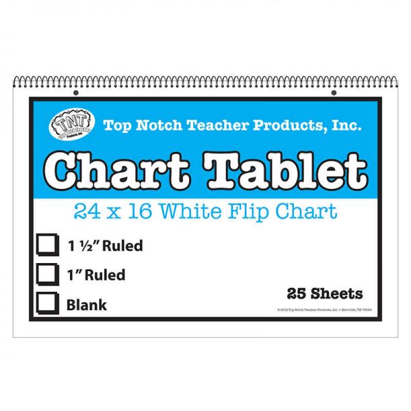 TOP NOTCH TEACHER PRODUCTS WHITE CHART TABLET 16X24 1.5IN RULED 25 SHT TOP3863
