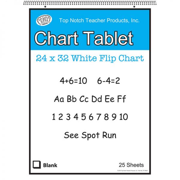 TOP NOTCH TEACHER PRODUCTS WHITE CHART TABLET 32X24 1IN RULED 25 SHT TOP3861