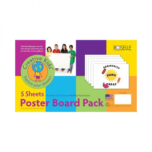 ROSELLE PAPER COMPANY, INC WHITE POSTER BOARD 11X14 PACK OF 5 ROS04502