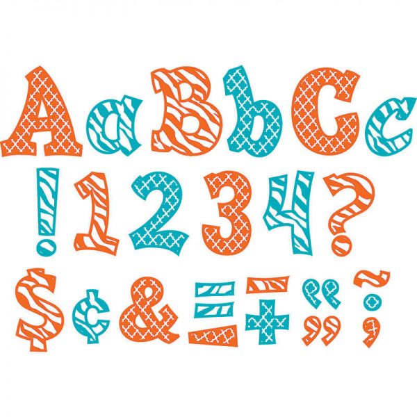 TEACHER CREATED RESOURCES WILD MOROCCAN 3IN ORANGE & TEAL SASSY FONTS TCR77135