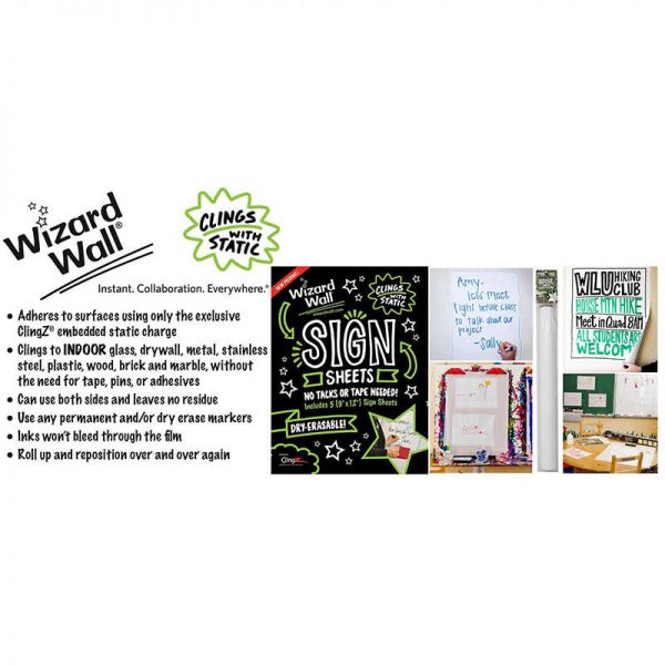 WIZARD WALL, INC WIZARD WALL SIGN SHEETS 9X12 5PK WZW5912SSW
