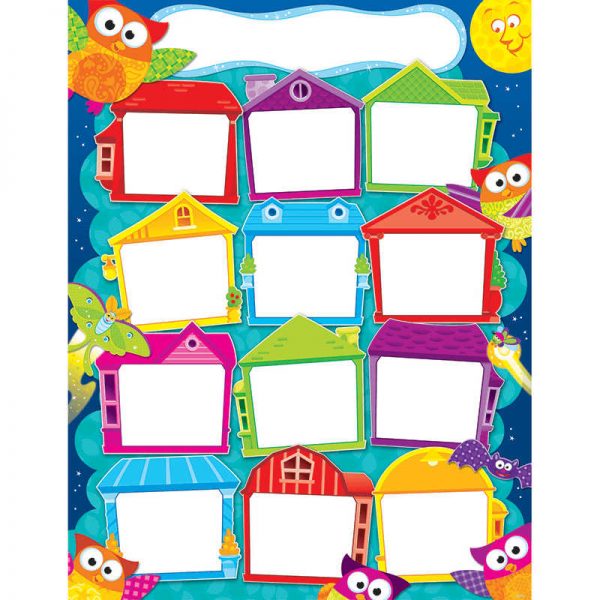 TREND ENTERPRISES INC. YEAR ROUND HOUSES OWL STARS LEARNING CHART T-38453