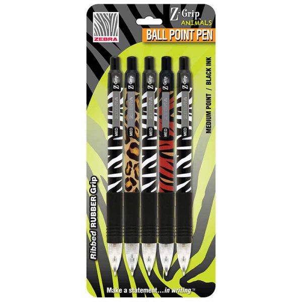 ZEBRA PEN CORPORATION Z GRIP ANIMALS 5PK RETRACTABLE PENS ZEB22805