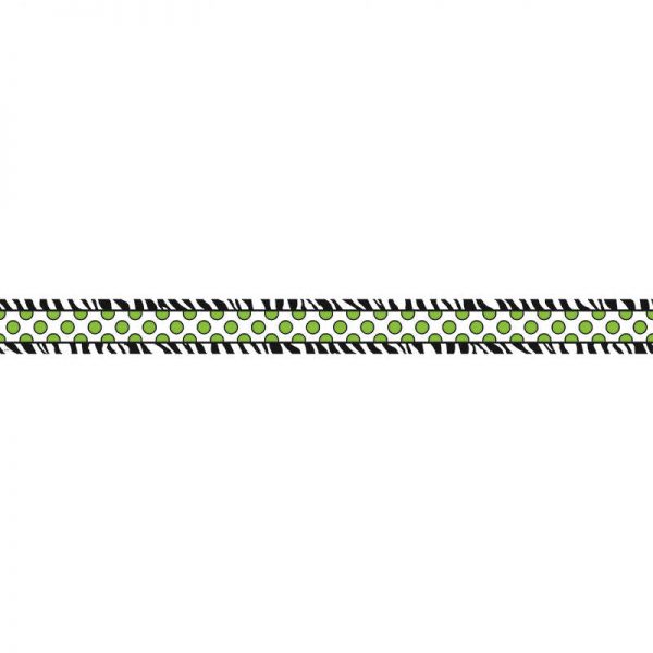 TEACHER CREATED RESOURCES ZEBRA GREEN DOT DOUBLE SIDED BORDERS TCR73179