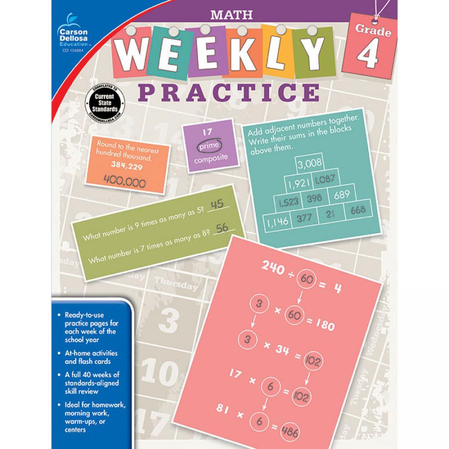 TeachersParadise.com | WEEKLY PRACTIVE MATH GR 4