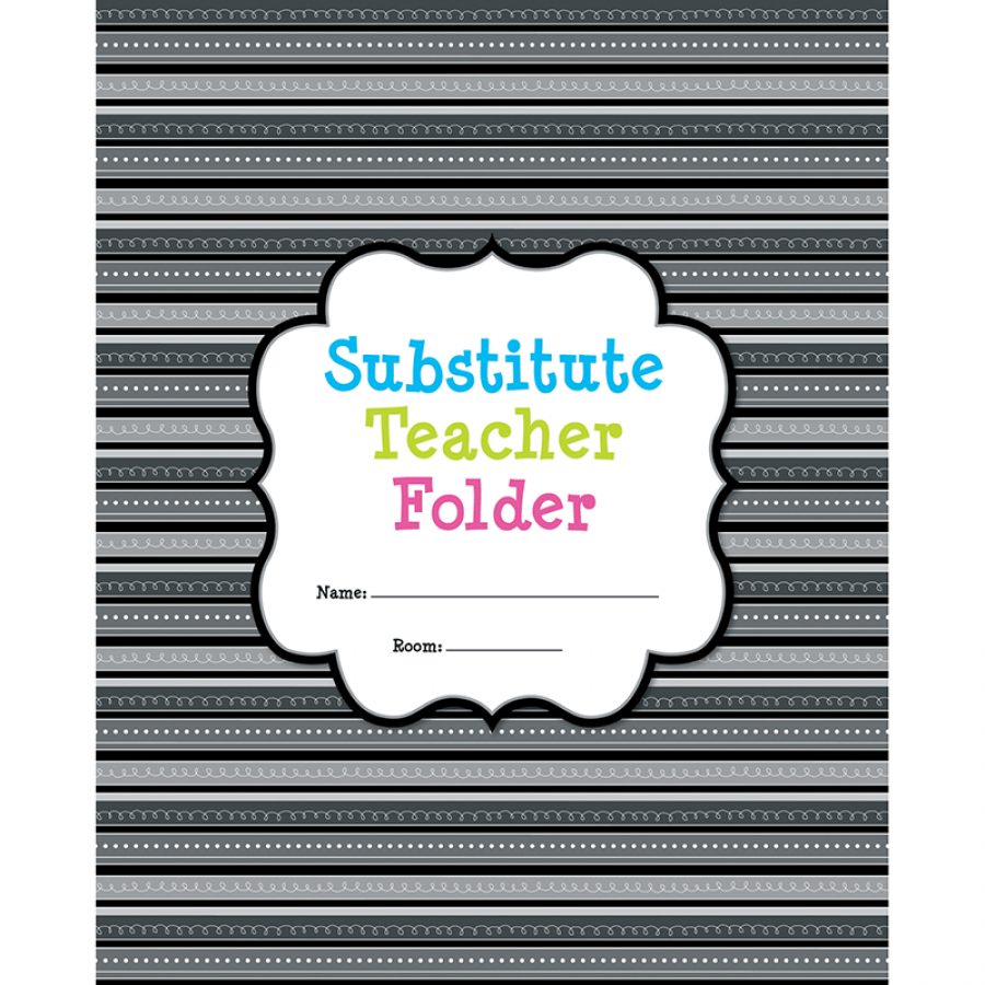 Teachersparadise Com Black And White Substitute Teacher Folder