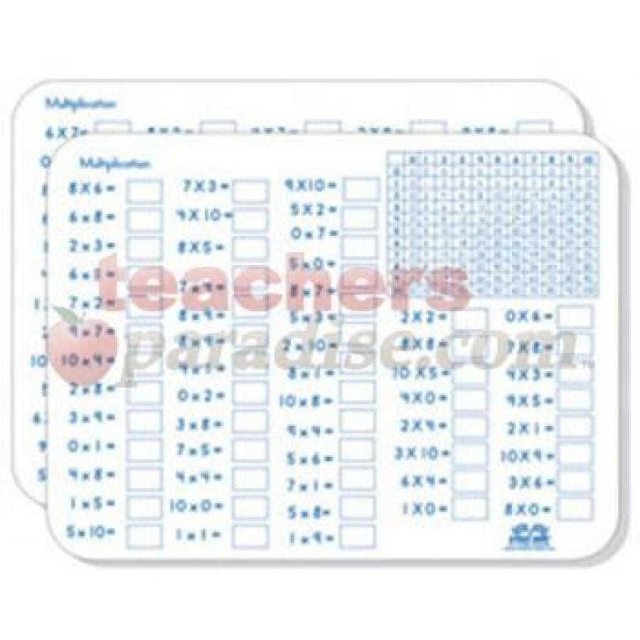 Dry Erase Multiplication Charts