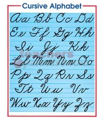 teachersparadisecom cursive alphabet chart