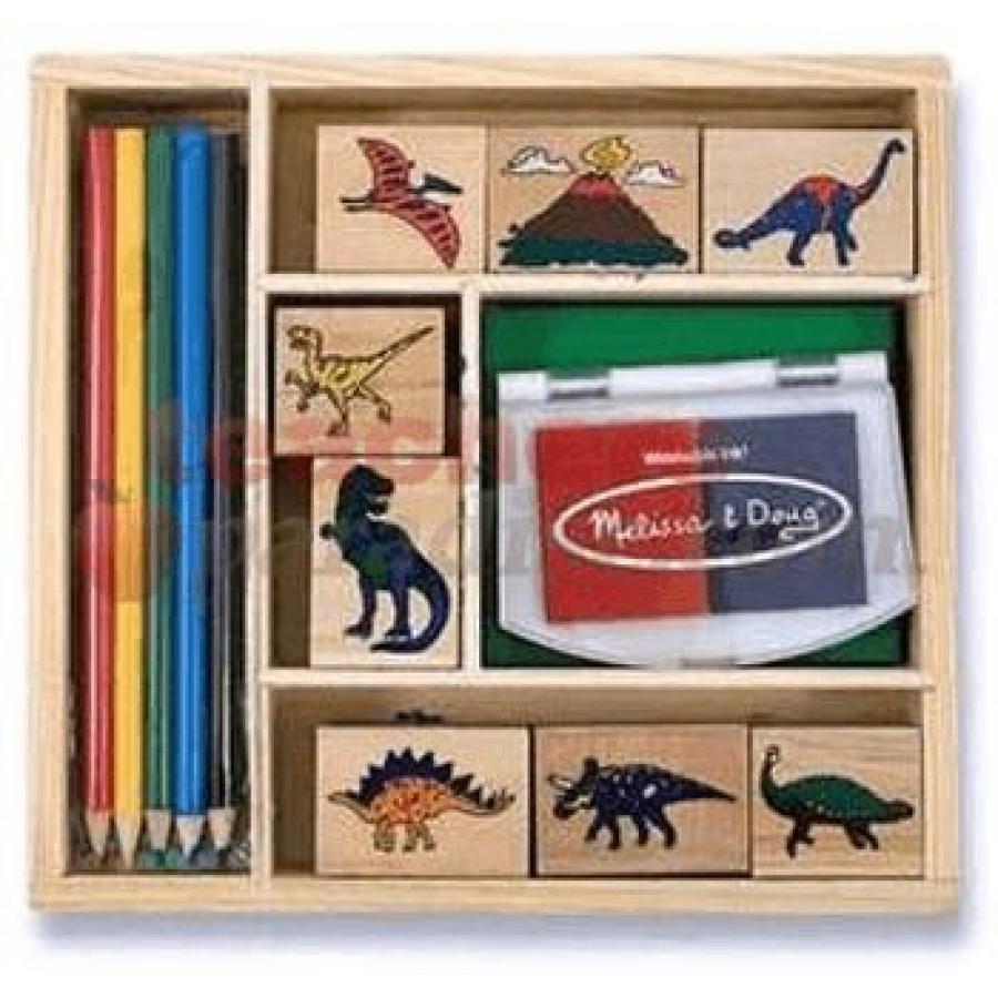 melissa & doug wooden dinosaur stamp set