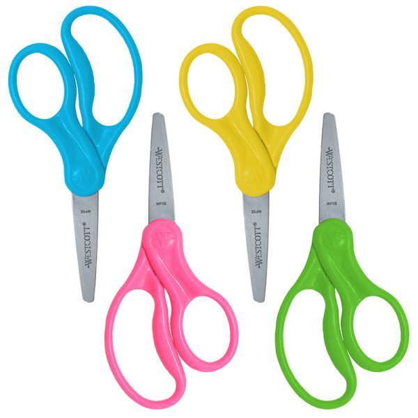 Westcott® 5" Hard Handle Kids Scissors, Pointed, Assorted Colors, Pack of 2