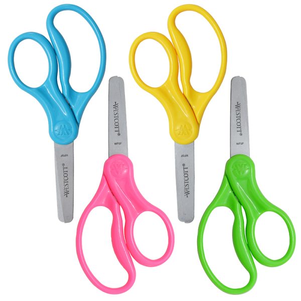 Westcott® 5" Hard Handle Kids Scissors, Blunt, Assorted Colors, Pack of 2