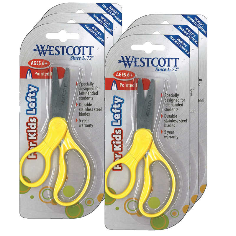 Westcott 5 Pointed Kids Scissors Classpack, 6 Count