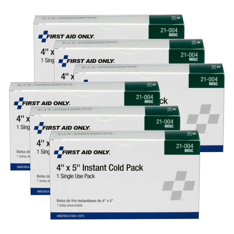 First Aid Only® Cold Pack, 4" x 5", Pack of 6