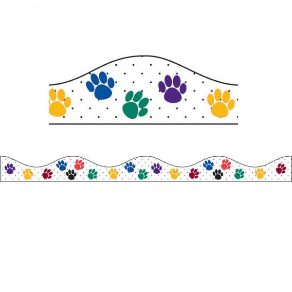 Ashley Productions® Magnetic Border, Multi-Colored Paws, 12'