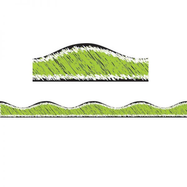 Ashley Productions® Magnetic Border, Lime Scribble Chalk, 12'