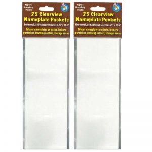 Ashley Productions® Clear View Self-Adhesive Extra Small Name Plate Pocket 3.25" x 10.5", 25 Per Pack, 2 Packs