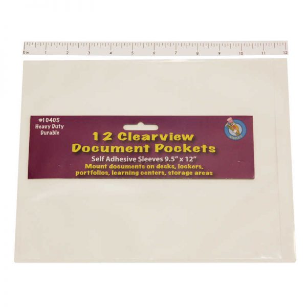Ashley Productions® Clear View Self-Adhesive Document Pocket 9" x 12", Pack of 12