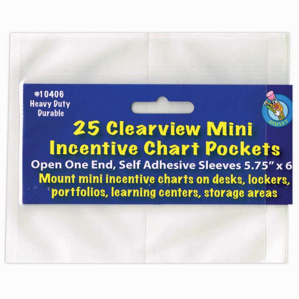 Ashley Productions® Clear View Self-Adhesive Mini Incentive Chart Pocket 6" x 7", Pack of 25