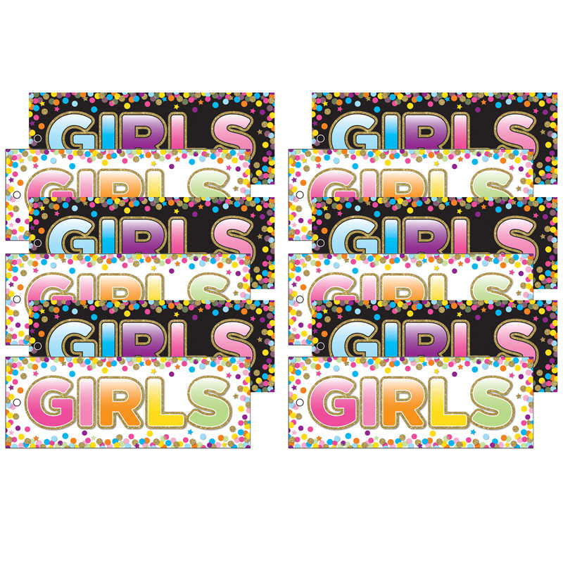 Ashley Productions® Laminated Double-Sided Hall Passes, 9" x 3.5", Confetti Girls Pass, Pack of 6
