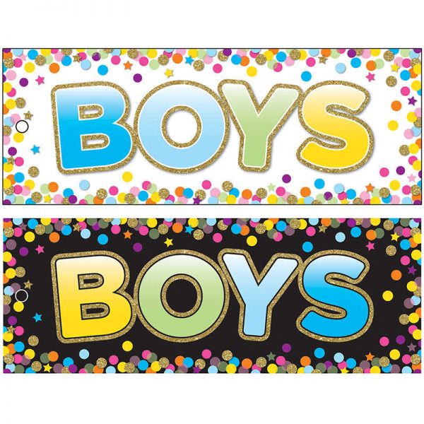 Ashley Productions® Laminated Double-Sided Hall Passes, 9" x 3.5", Confetti Boys Pass