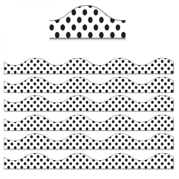 Ashley Productions® Magnetic Border, Large Black Polka Dots on White, 12' Per Pack, 6 Packs