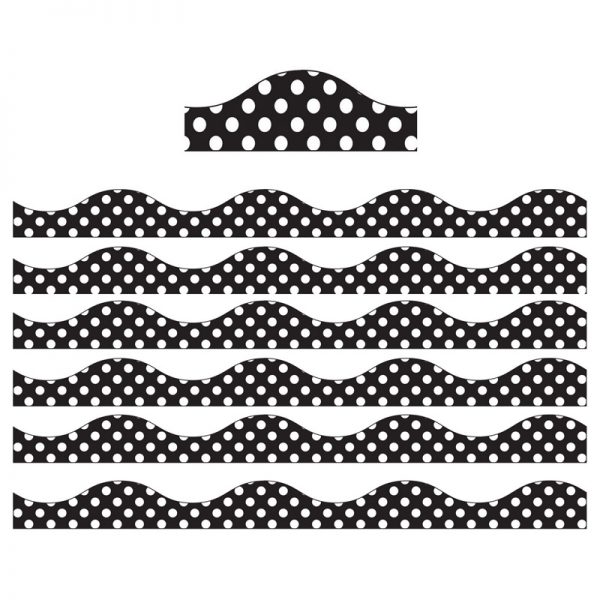 Ashley Productions® Magnetic Border, Large White Polka Dots on White, 12' Per Pack, 6 Packs