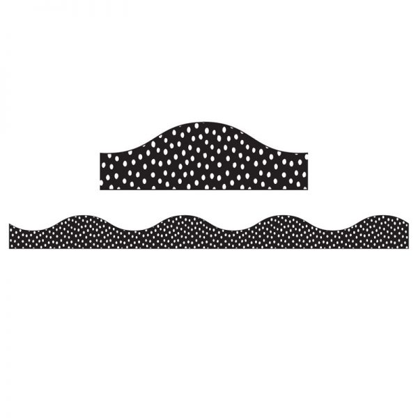 Ashley Productions® Magnetic Border, White Messy Dots on Black, 12'